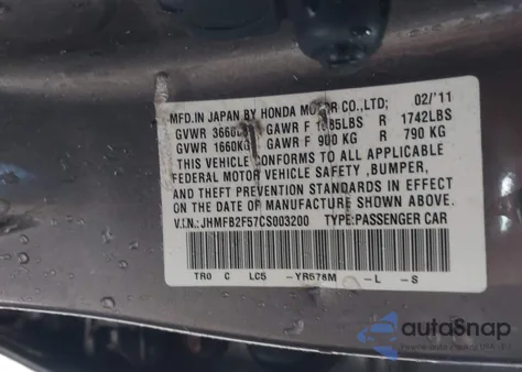 2012 Honda Civic Lx z USA, uszkodzony, nr VIN JHMFB2F57CS003200